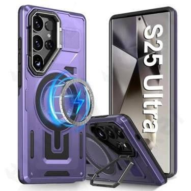 Imagem de HPQWN Para Samsung S24 Plus Case Grade Resistente Metal Integrado Suporte de Câmera Capa (Para Samsung S24 Plus/Roxo)