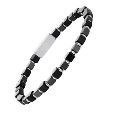 Imagem de WP WEPICK Pulseiras elásticas para homens e mulheres, pulseiras quadradas com contas de pedra natural de 5 mm para mulheres com punho de elos presentes, 5mm, Pedra, Sem Pedra Preciosa