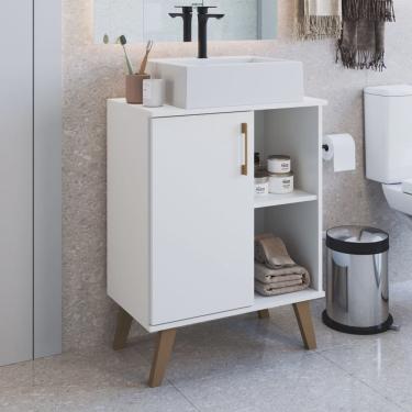 Imagem de Gabinete para Banheiro 60cm com 1 Porta e 2 Prateleiras Ba305 sem Cuba