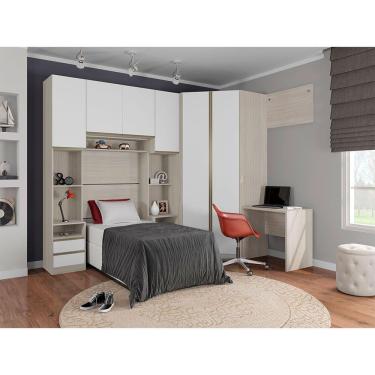 Imagem de Guarda Roupa Solteiro De Canto c/ Escrivaninha 7 Gavetas Leg