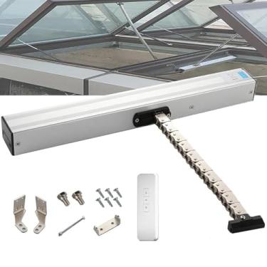 Imagem de WZYCLTT Atuador de abridor de janela elétrico, abridor de janela de corrente elétrica com controle remoto e sensor de chuva, corrente de camada dupla e design silencioso, torque 600 para conservatório