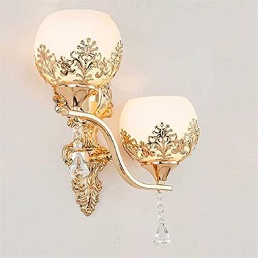 Imagem de Aplique de parede europeu estilo francês ferro luxo forma de bola de vidro iluminação de parede pendente Cryal mesa de cabeceira aplique de parede para quarto cozinha udy moderna - aplique E272 ket