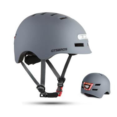 Imagem de GTSBROS Capacete de bicicleta adulto leve – Capacetes de bicicleta para homens e mulheres capacete de ciclismo com luzes LED dianteiras e traseiras capacete de bicicleta ajustável para deslocamento
