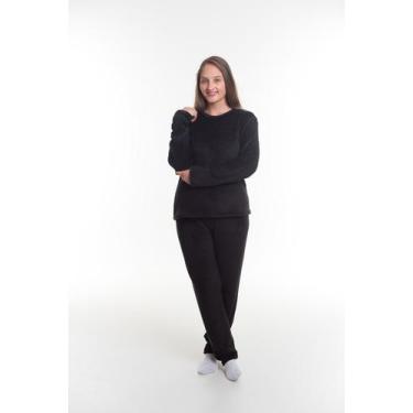 Imagem de Pijama de inverno Feminino - Super Estilo, M, Preto