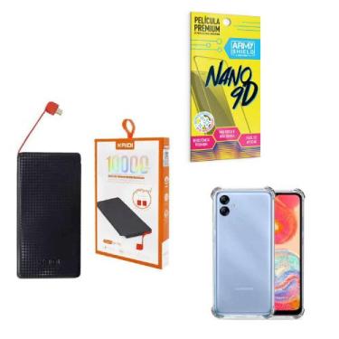 Imagem de Kit Power Bank 10.000mAh + Capinha Samsung A04E + Película 9D - Armysh