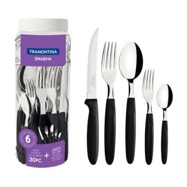 Imagem de Faqueiro Ipanema 30 Peças - Tramontina, Preto