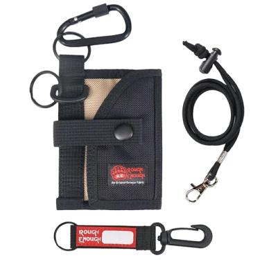 Imagem de Porta-moedas robusto o suficiente para carro – Cordura tática com bolso para moedas com zíper, mosquetão com cordão de pescoço – Suporte de cartão fino para homens, viagens, Preto, 4.5 x 3 inches