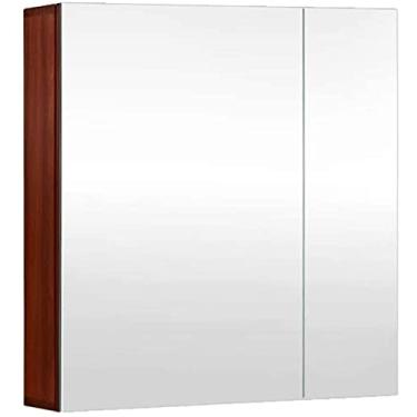 Imagem de Espelho de banheiro armário montado na parede espelho de banheiro quarto espelho de parede com prateleiras ocultas (cor: branco, tamanho: 60 * 68 * 13 cm) (branco 48 * 68 * 13 cm) (marrom 73 * 68 * 13