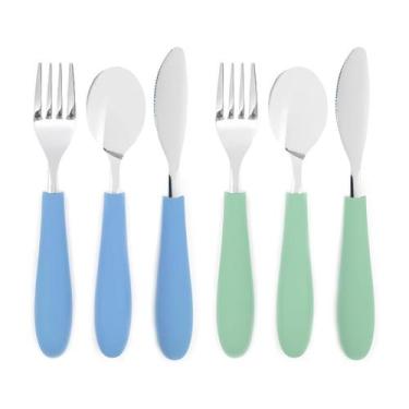 Imagem de Conjunto de 6 peças de talheres para crianças Elk and Friends com alça