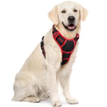 Imagem de Arnês para cães rabbitgoo No Pull ajustável preto e vermelho XL