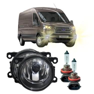 Imagem de Par Farol Auxiliar Milha Lente em Vidro + Lâmpadas H11 Ford Transit 20