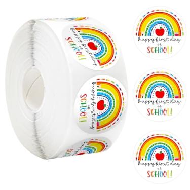 Imagem de Whaline 1000 Pcs Happy First Day of School Stickers Roll Rainbow Pencil Apple Self-Adhesive Sticker Decals for Back to School Scrapbook Envelope Decor