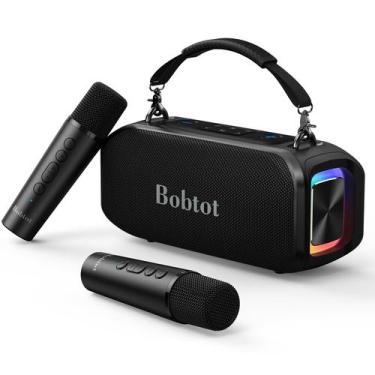 Imagem de Máquina de karaokê Bobtot Small Portable com 2 microfones sem fio de 4