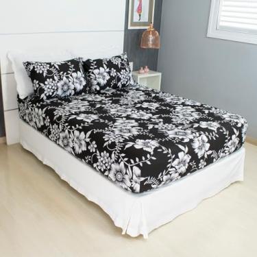 Imagem de Jogo de Lençol Cama Casal 3 Peças Estampado 100% Algodão com Elástico e Toque Macio Cozzilar (Modelo 1)