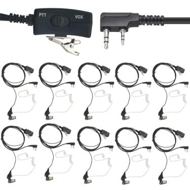 Imagem de [10 unidades] Fone de ouvido Walkie Talkie com microfone para Kenwood Baofeng SAMCOM BTECH Retevis, fone de ouvido de tubo acústico para Baofeng BF-F8HP UV-82HP UV-5R UV82 Arcshell Retevis H-777 RT21