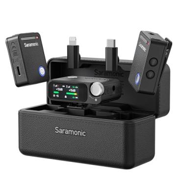 Imagem de Saramonic Microfone Lavalier ultra sem fio, gravação flutuante de 32 bits, sincronização de código de tempo, cancelamento de ruído, resistência à água IPX5, alcance de 984 polegadas, SPL de 130 dB