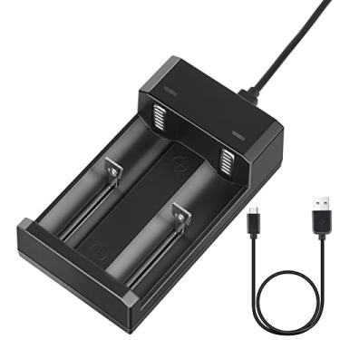 Imagem de REACELL Carregador 18650, carregador inteligente rápido para 3,7 V Li-Ion recarregável pilhas 18650 18490 18350 17670 17500 16340 14500 com cabo USB