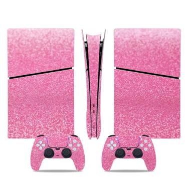 Imagem de PS5 Slim Digital Skin & Controller Decal Set-Custom Vinyl Wrap Stickers for PlayStation 5 Console & DualSense Controller-Matte Black Gaming Skins Full Cover Protection(Pink, PS5 Slim Digital)