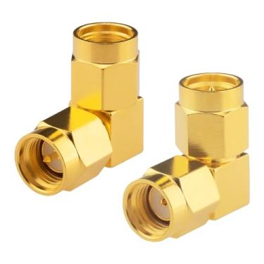 Imagem de Boobrie Adaptador SMA de ângulo reto atualizado SMA macho para RP-SMA macho 90 graus conector coaxial RF macho SMA banhado a ouro DC-18GHz para rádios, antena FPV, redes 2 peças