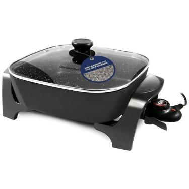 Imagem de Panela Elétrica Antiaderente Profunda Elite Gourmet EG6201 30x30x8cm 7,1L - Resistente a Riscos, Lavável, Tampa de Vidro