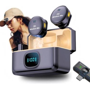 Imagem de Microfone de Lapela Sem Fio Tipo-C e Lightning Duplo Imã Discreto - RM