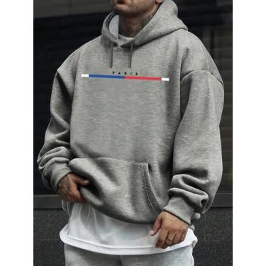 Imagem de Moletom Masculino Blusao Estampada Basico Paris Academia Top - Qualida