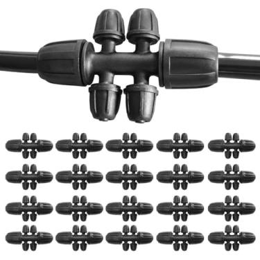 Imagem de 20 peças de acessórios de tubulação de irrigação por gotejamento de 1/2 polegada a 1/10.2 cm, conectores de mangueira de irrigação, camiseta farpada com trava de 6 vias para sistema de irrigação de