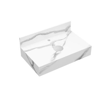 Imagem de Bancada Em Porcelanato 60Cm Max Para Cuba De Apoio Blu Lavatórios Calacata