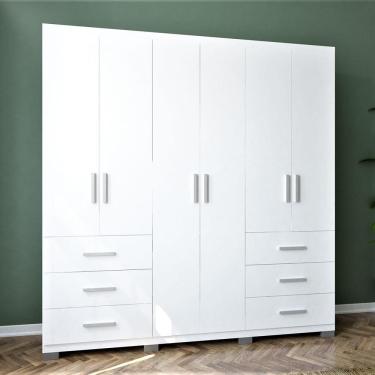 Imagem de Guarda-roupa Santiago Com 6 Portas E 6 Gavetas Externas Bartira Branco Fosco