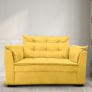 Imagem de Sofá 2 Lugares Decorativo Sala De Estar Daiane Suede Amarelo