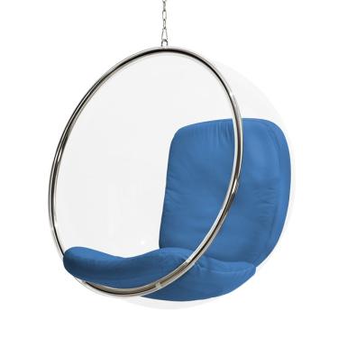 Imagem de Poltrona Bubble Chair Acrilico Com Estofado Sintético Azul Cor Azul