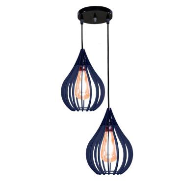 Imagem de Luminária Teto Lustre Pendente Balcão Cozinha Sala Duplo Cor:azul