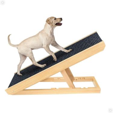 Imagem de Rampa Antiderrapante Ajustável Regulável Madeira Maciça Gato Cachorro