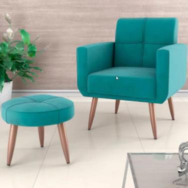 Imagem de Poltrona Havana Com Puff E Revestimento Em Tecido Veludo Matrix Acqua