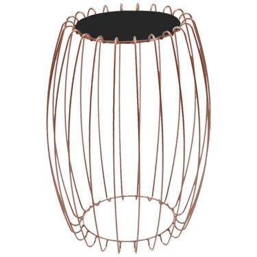 Imagem de Mesa Apoio Lateral 43 Cm Tampo Vidro Preto Base Metal Cobre Nacc Preto Cobre