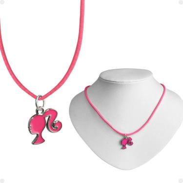 Imagem de Colar Infantil Menina + Pingente Barbie Qualidade Premium Rosa Moda Presente Pink Criança Amor