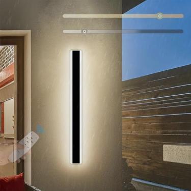 Imagem de Lâmpada de parede longa LED externa regulável com arandela de parede de controle remoto IP65 à prova d'água interna/externa acrílico moderno para corredor villa varanda terraços garagem 3000K-6500K (B