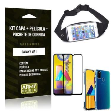 Imagem de Pochete Galaxy M31 Pochete+Capa Anti Shock+Película Vidro 3D - Armyshi