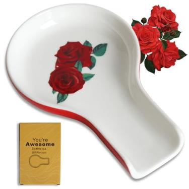 Imagem de HAPPY KIT Descanso De Colher - Decoração Dia Dos Namorados Com Rosas Presentes Para Homens Amantes Suporte Colheres Cozinha Espátula Fogão Caixa Presente Pronta