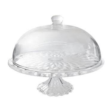 Imagem de BOLEIRA CENTRO DE MESA DE VIDRO COM TAMPA E PÉ 29,7CM