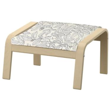 Imagem de Vepping Lude Substituição de capa de poltrona Pattened com forro acolchoado, serve para poltrona IKEA Poäng, 100% algodão, almofada não incluída (Estocolmo-branco, apoio para pés tipo 2)