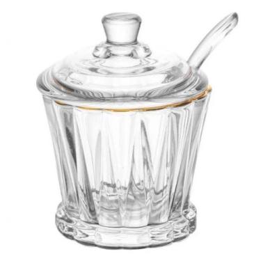 Imagem de Açucareiro de Cristal Fio de Ouro Tampa e Colher 210ml Lyor