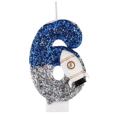 Imagem de Vela Aniversário Nave Espacial, Decorações de Aniversário Astronauta Espacial Vela Brilhante com Número de Astronauta Decorações Bolo no Espaço Sideral para Festa Temática (6)