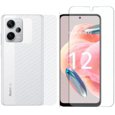 Imagem de Película Hidrogel + Adesivo Fibra De Carbono Para Xiaomi Redmi Note 12 Pro Plus - Transparente