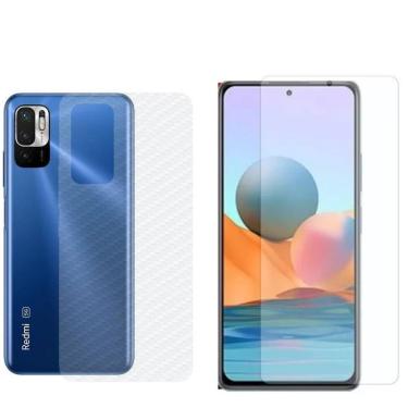 Imagem de Película Hidrogel + Adesivo Fibra De Carbono Para Xiaomi Redmi Note 10 5g - Transparente