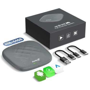 Imagem de Adaptador sem fio CarPlay Sistema Carlinkit Android 13.0 Caixa multimídia. Suporta vídeo Netflix YouTube TikTok. Qualcomm SM6115 Quad-core Adreno 610 4 GB + 64 GB. Suporta CarPlay Android Auto