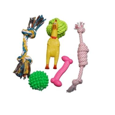 Imagem de Kit Brinquedos Mordedor Cachorro Filhote Anti Estress os dentes Limpeza da boca