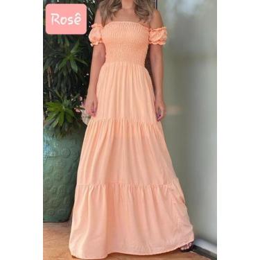 Imagem de Vestido Longo Ciganinha Ombro a Ombro Camadas com Lastex - DINÉIA CINT