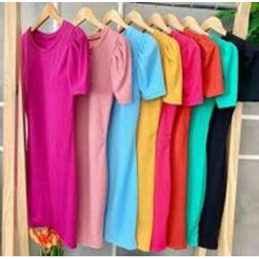 Imagem de Vestido feminino manga princesa bufante curto malha canelada - Filo mo