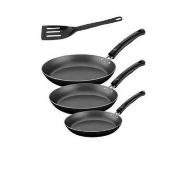 Imagem de Kit 3 Frigideira Grossa Antiaderente Teflon Brinde Espátula - imperial